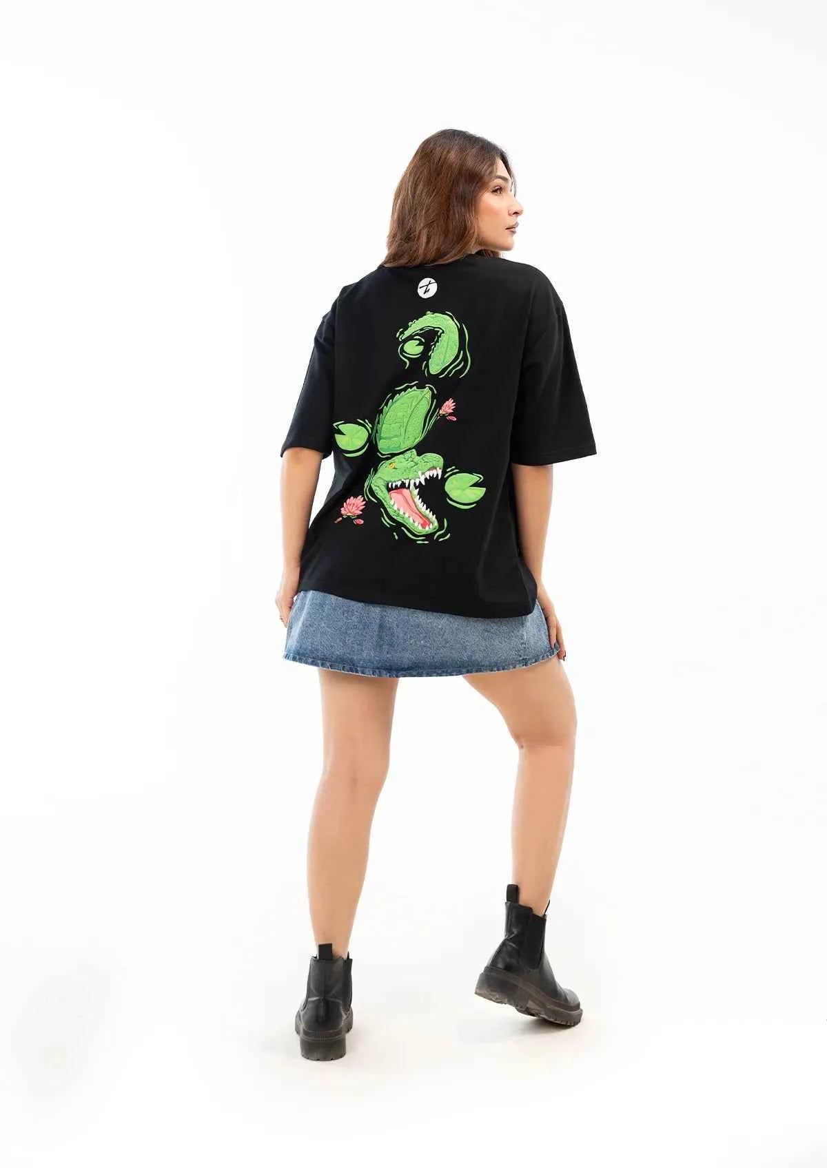King of Depths Alligator Oversized Boxy Fit Black T-shirt for Ultimate Style