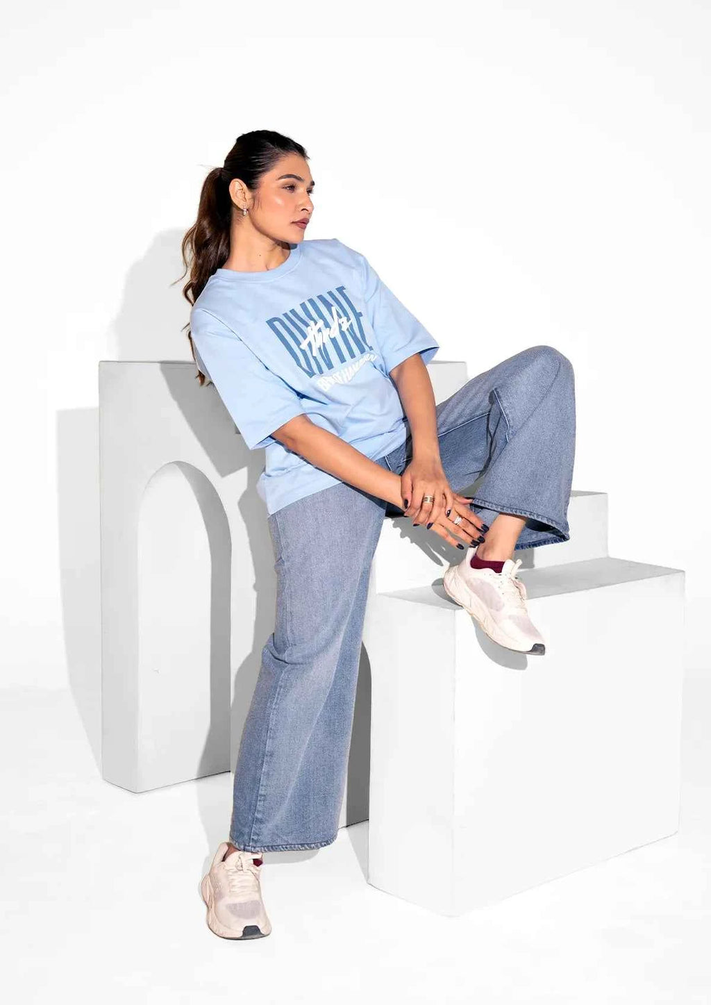 Sankat Mochan Powder Blue T-shirt - Oversized Boxy Fit