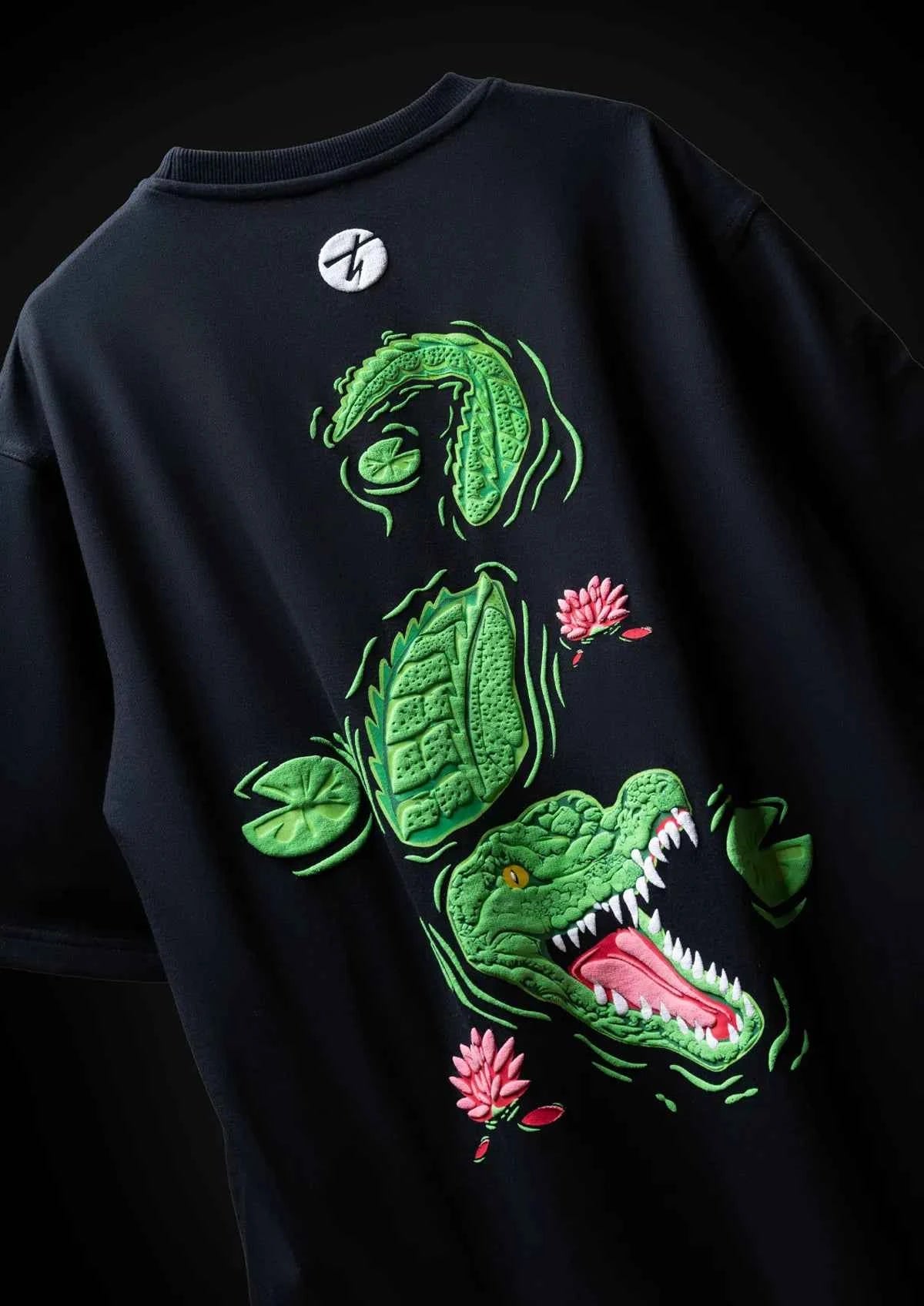 King of Depths Alligator Oversized Boxy Fit Black T-shirt for Ultimate Style