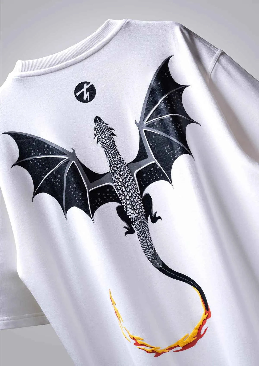 Inferno Dragon Off White Oversized T-shirt - Boxy Fit Design