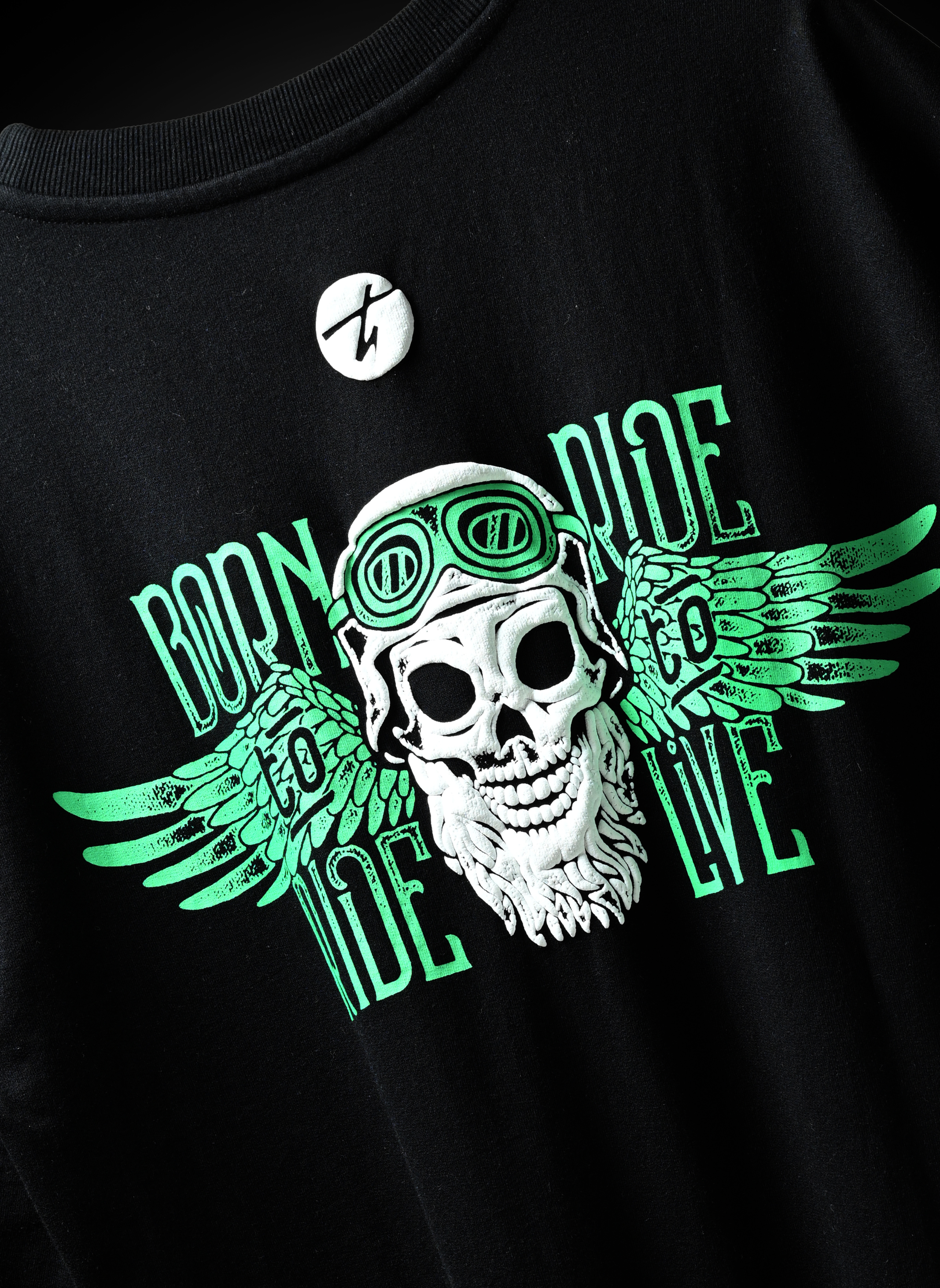 Born to Ride Biker Spirit Drop Shoulder Oversized Boxy Fit T-Shirt for Rugged Street Style