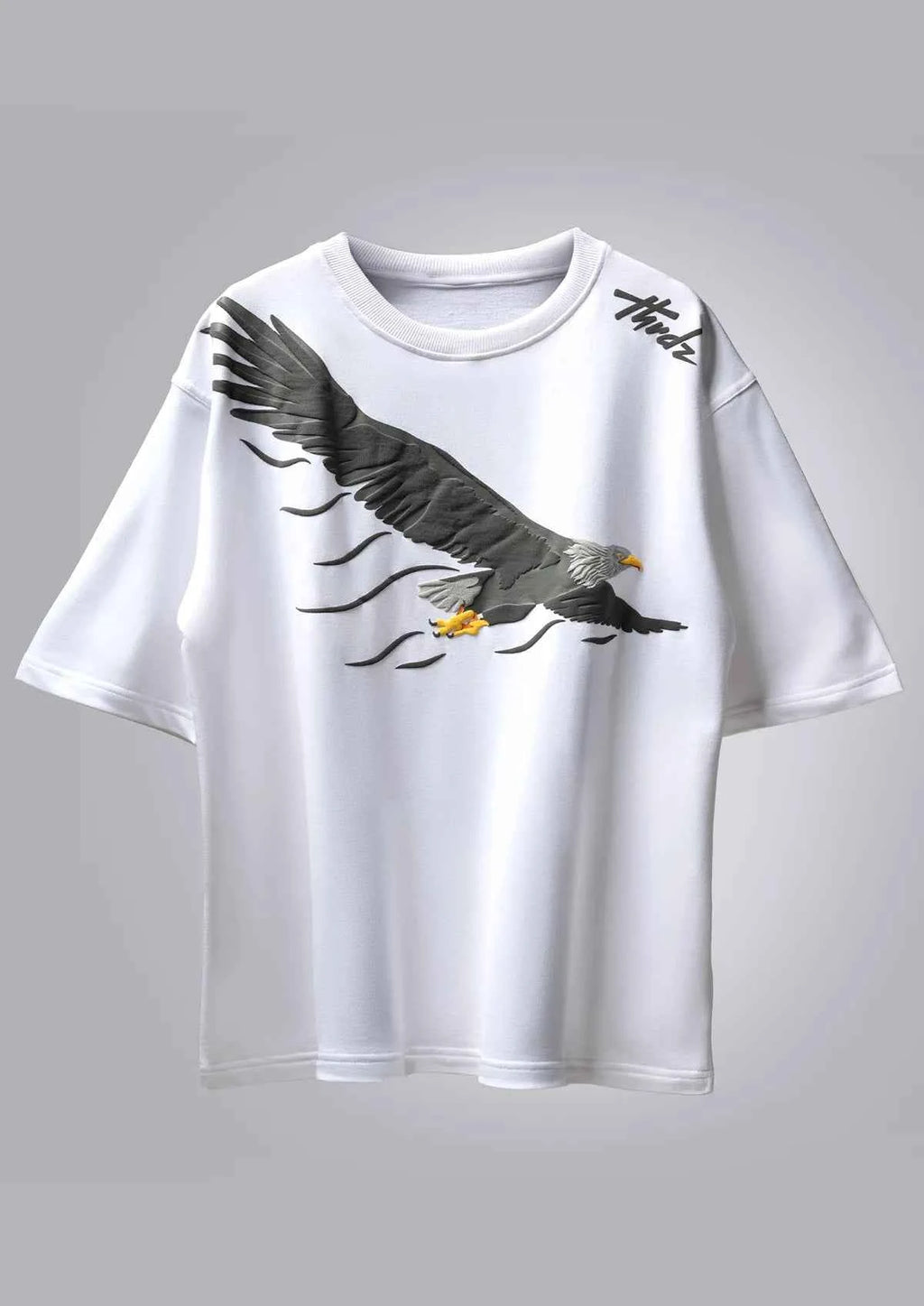 Sky Ruler Eagle Oversized White T-shirt for Stylish Comfort