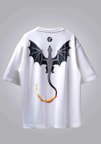 Inferno Dragon Off White Oversized T-shirt - Boxy Fit Design