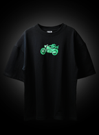 Born to Ride Biker Spirit Drop Shoulder Oversized Boxy Fit T-Shirt for Rugged Street Style
