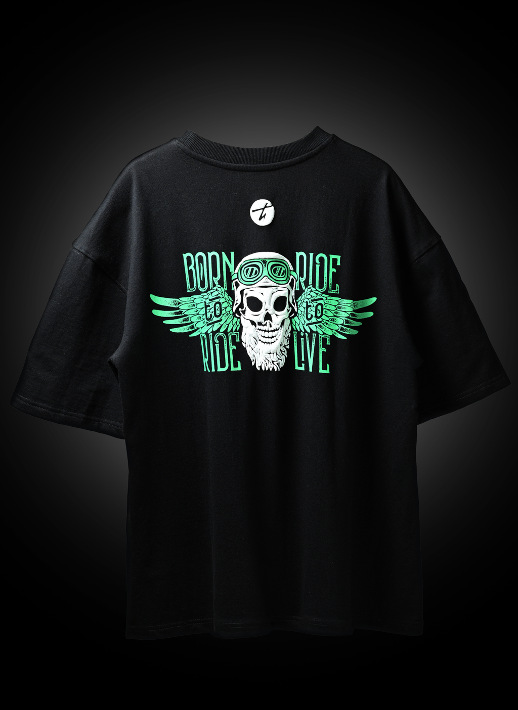 Born to Ride Biker Spirit Drop Shoulder Oversized Boxy Fit T-Shirt for Rugged Street Style