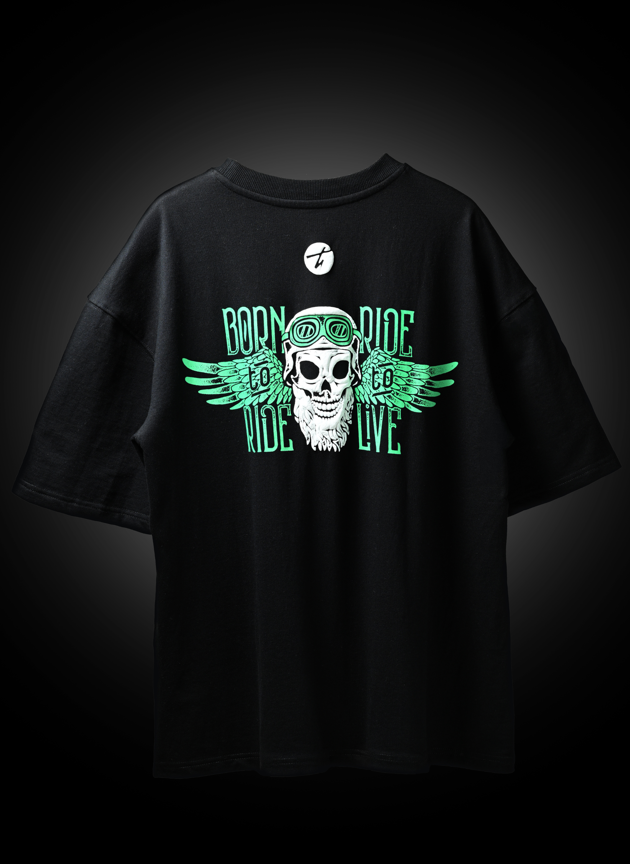 Born to Ride Biker Spirit Drop Shoulder Oversized Boxy Fit T-Shirt for Rugged Street Style