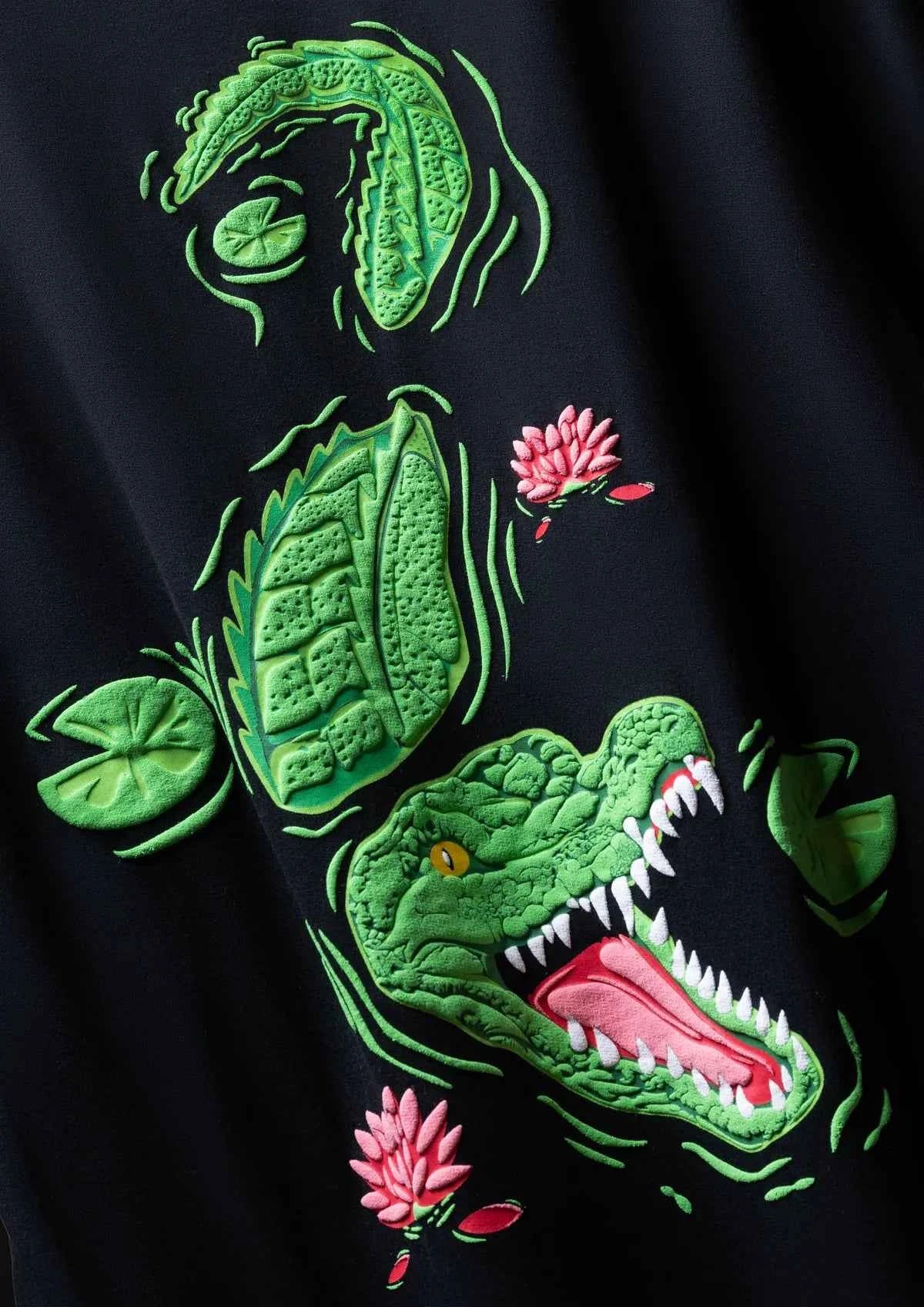 King of Depths Alligator Oversized Boxy Fit Black T-shirt for Ultimate Style
