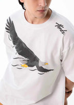 Sky Ruler Eagle Oversized White T-shirt for Stylish Comfort