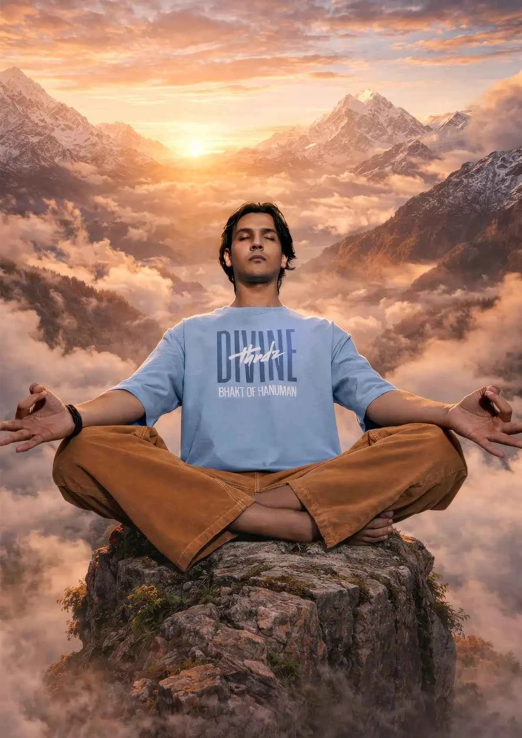 Sankat Mochan Powder Blue T-shirt - Oversized Boxy Fit