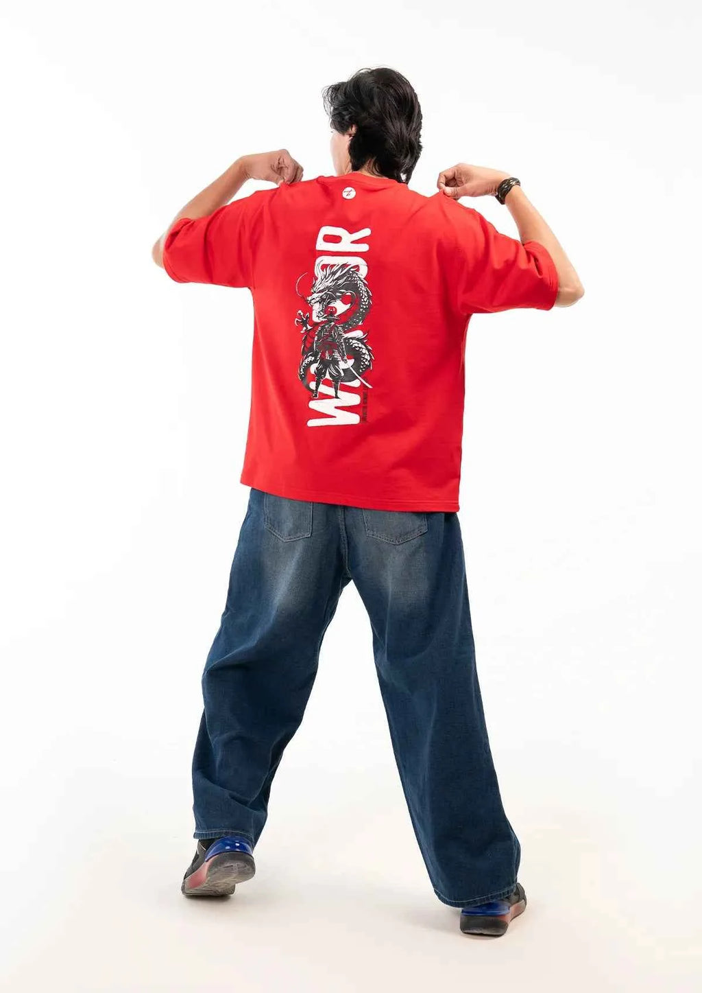 Dragon Ronin Fire Red Oversized Boxy Fit T-shirt for Stylish Comfort