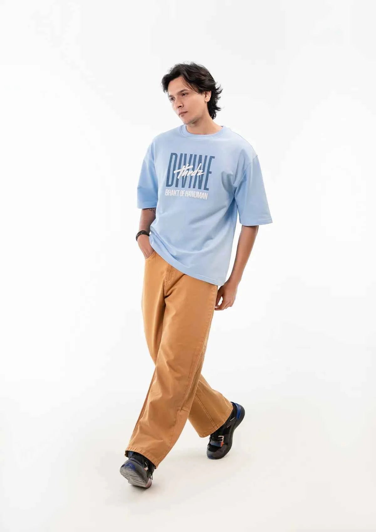 Sankat Mochan Powder Blue T-shirt - Oversized Boxy Fit