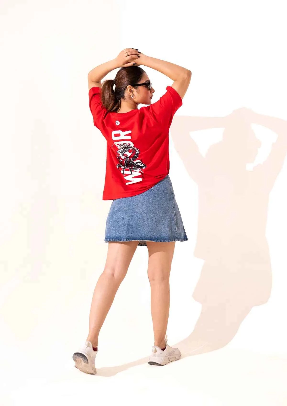 Dragon Ronin Fire Red Oversized Boxy Fit T-shirt for Stylish Comfort