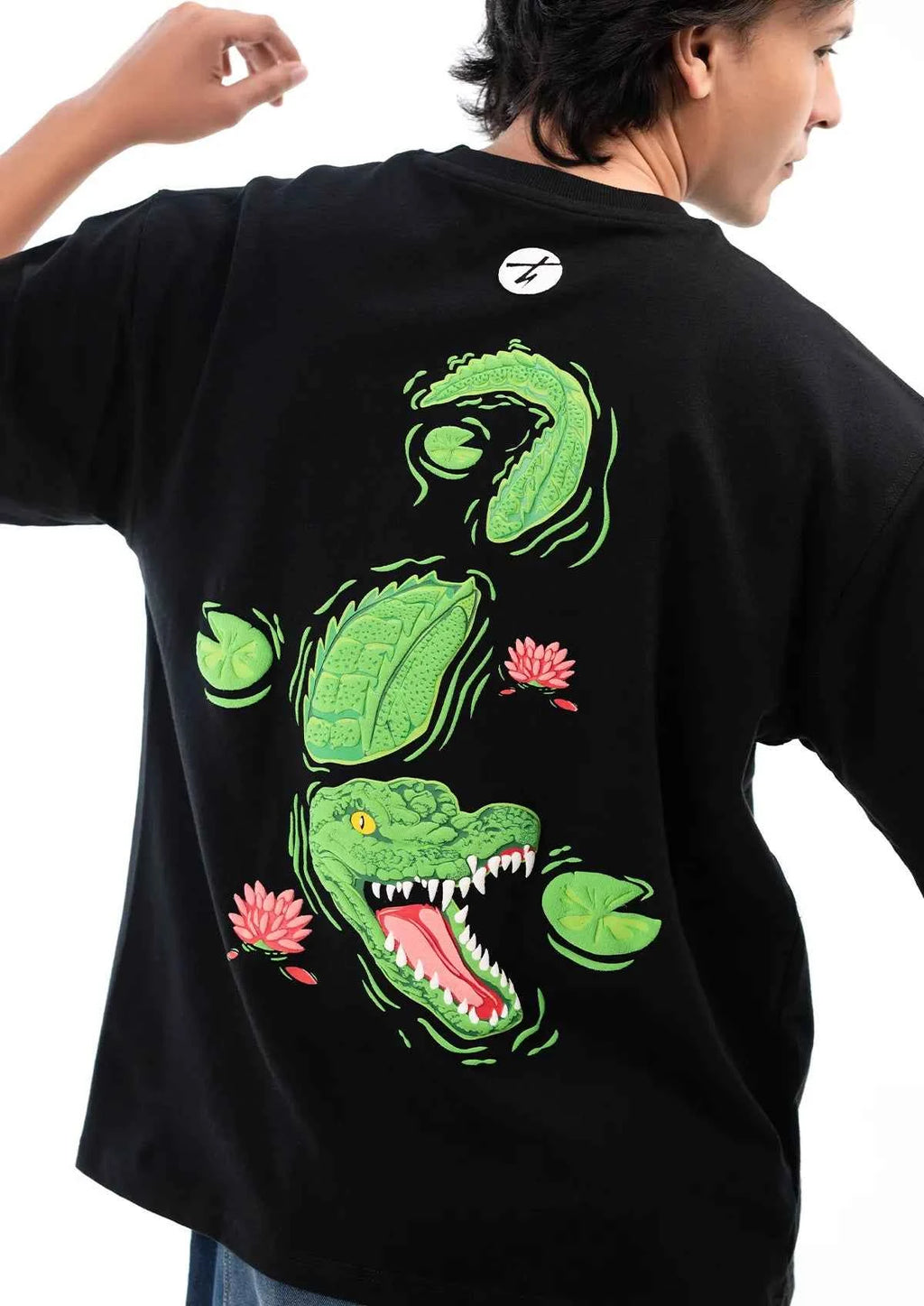 King of Depths Alligator Oversized Boxy Fit Black T-shirt for Ultimate Style